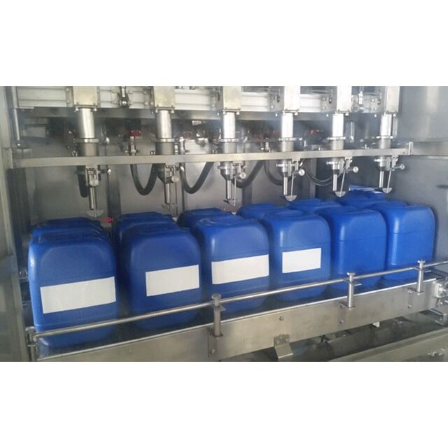 18-40L Electric Fully Automatic Chemical Liquid Jerry Can Filling Palletizing Wrapping Line 4-6 Head Motor Bearing Oil Plastic